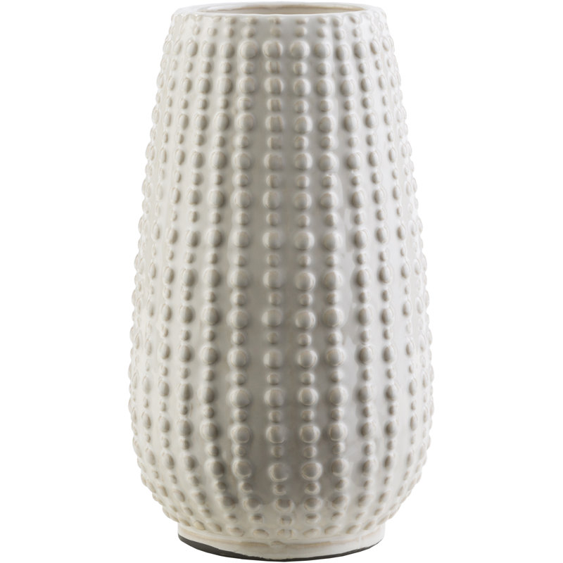 Ceramic Table Vase, Ivory, 6.5" x 6.5" x 11"