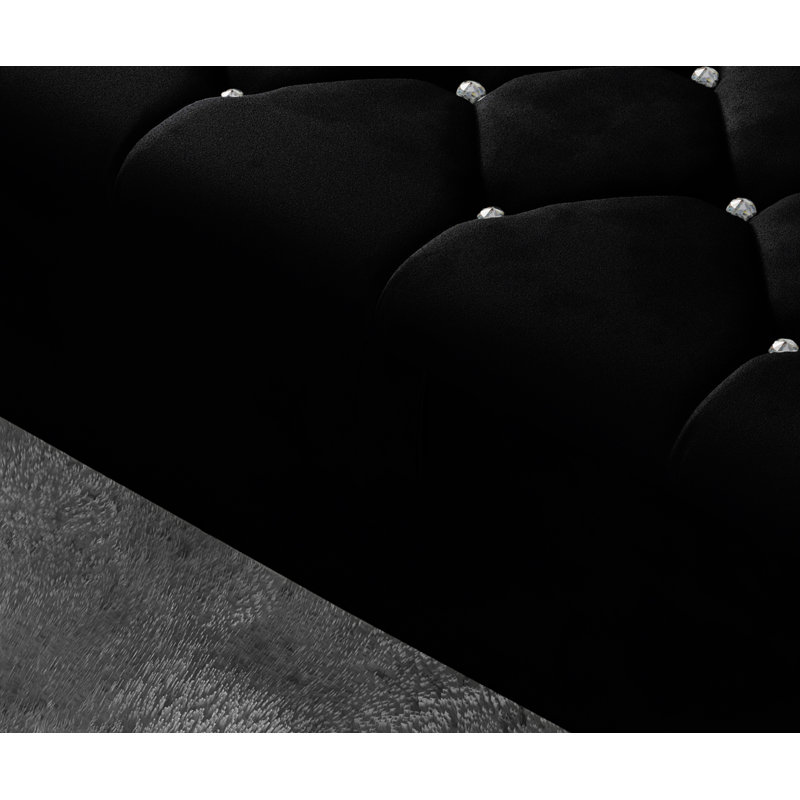 Alax 102cm Wide Rectangle Geometric Standard Ottoman with Storage, Black