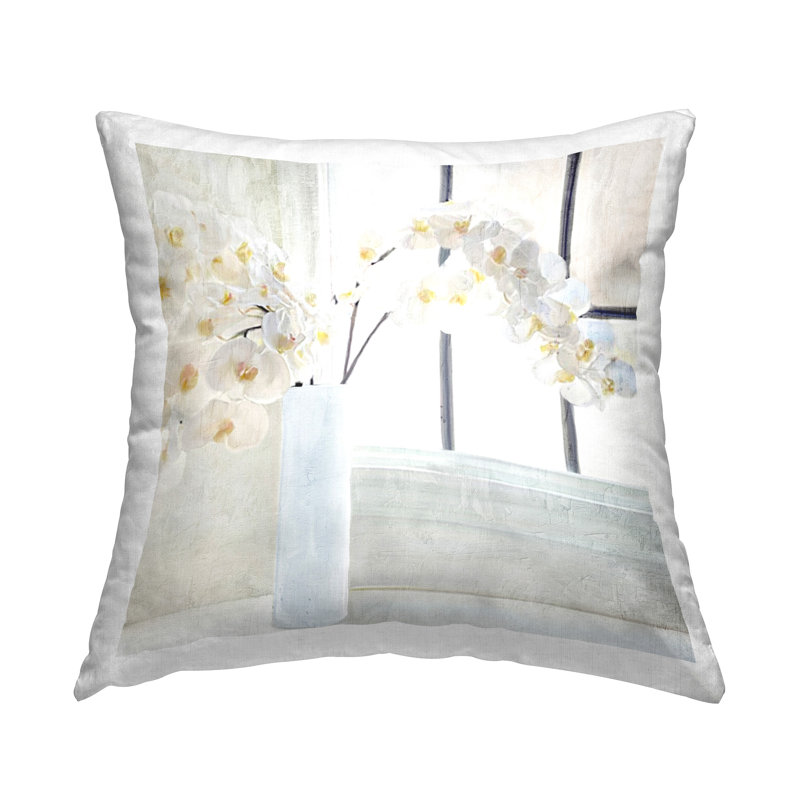 Coussin décoratif imprimé orchidée