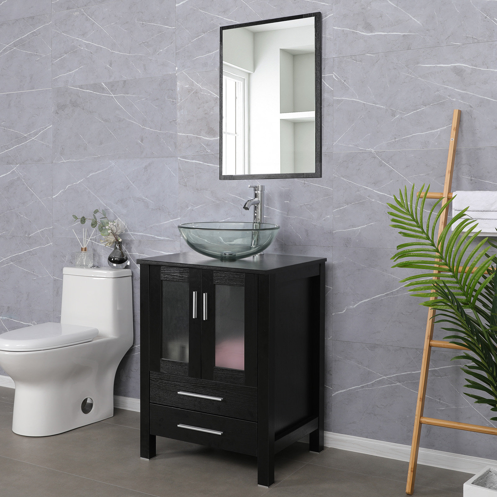 Orren Ellis Olivette 24'' Single Bathroom Vanity Set with Mirror