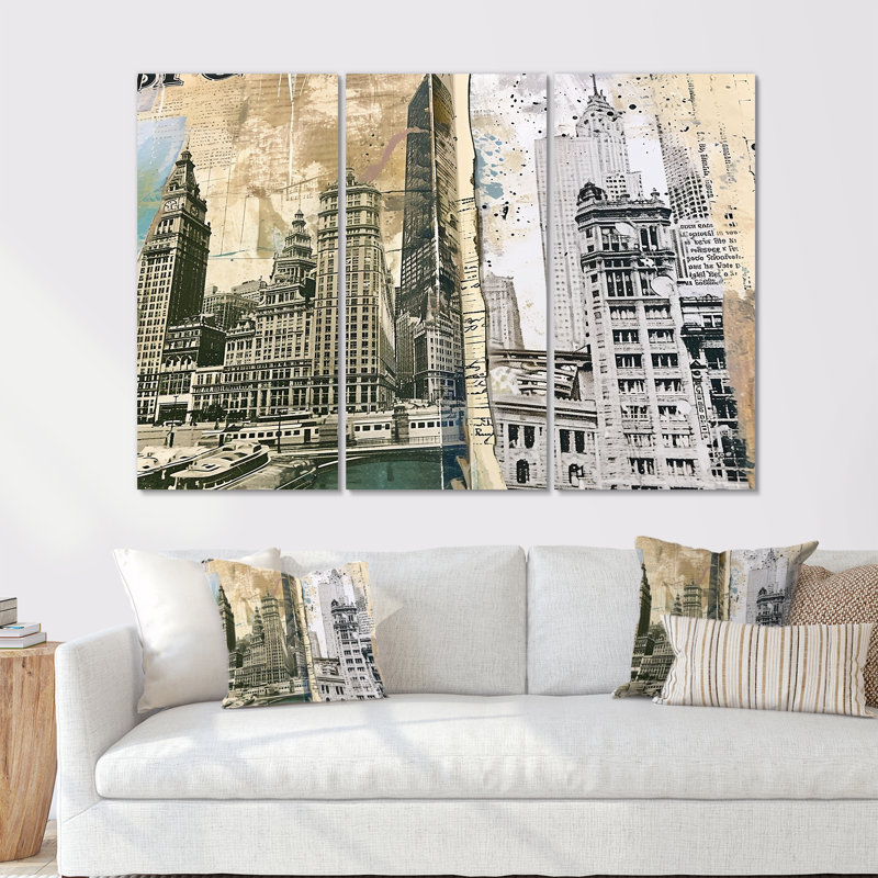 Marblehead - ensemble de reproductions d'art mural Chicago, Toile tendue, H 32 po x l 48 po x P 1 po