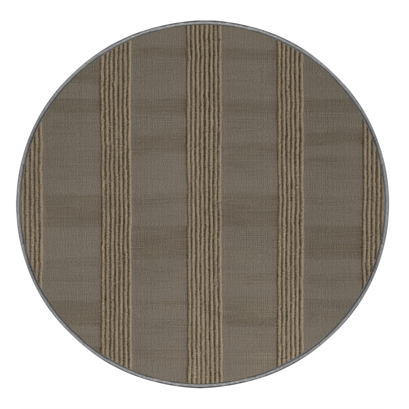 Tapis gris à carreaux lavable à la machine, Rond 7 pi