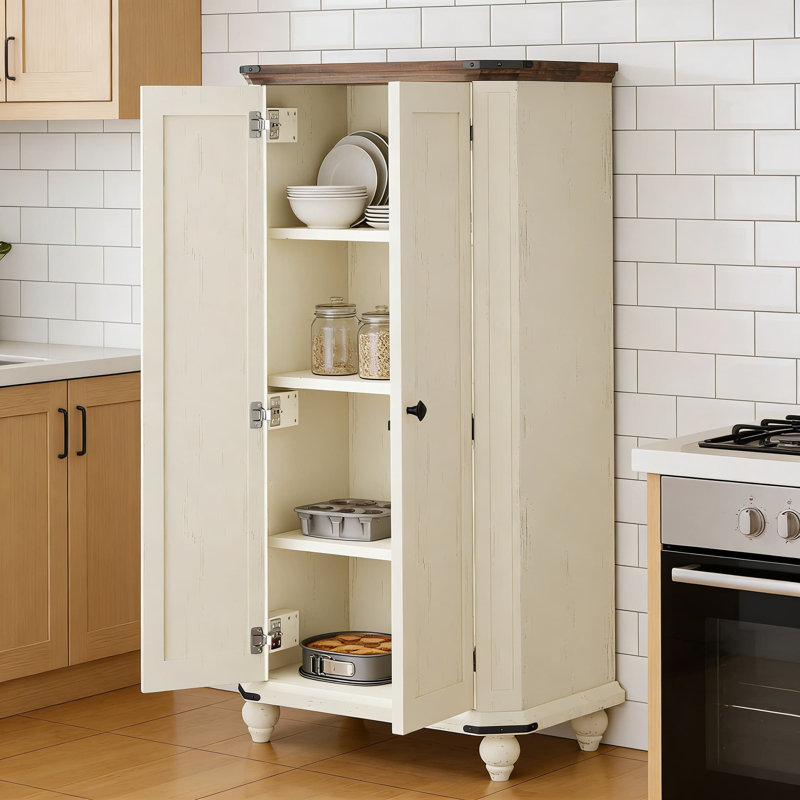 Armoire de rangement Farmhouse avec portes à volets, tablettes réglables à 4 niveaux, organisateur de garde-manger en bois robuste pour la cuisine, la salle de bain, le salon et le bureau