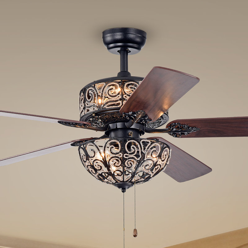 Hennis 52'' Ceiling Fan with Light Kit, Remote Control, Rustic Bronze
