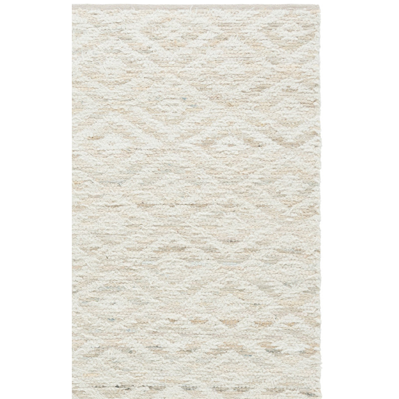 Natura 786 Hand Woven Denim/Salvage/Cotton Geometric Rug in Beige/Ivory, Runner 2'3" x 8'