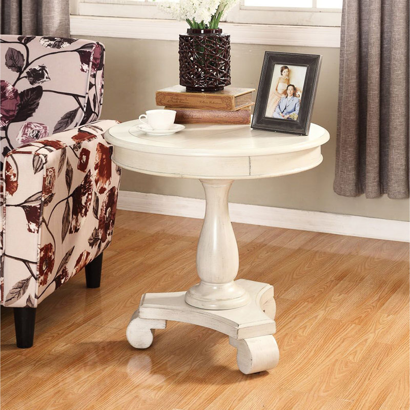 Table d'appoint ronde blanche - Construction en bois de 26 po