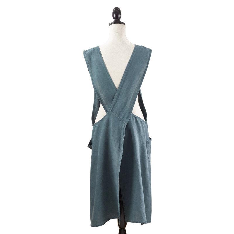 Tablier en lin Myron Crossback, Bleu marine