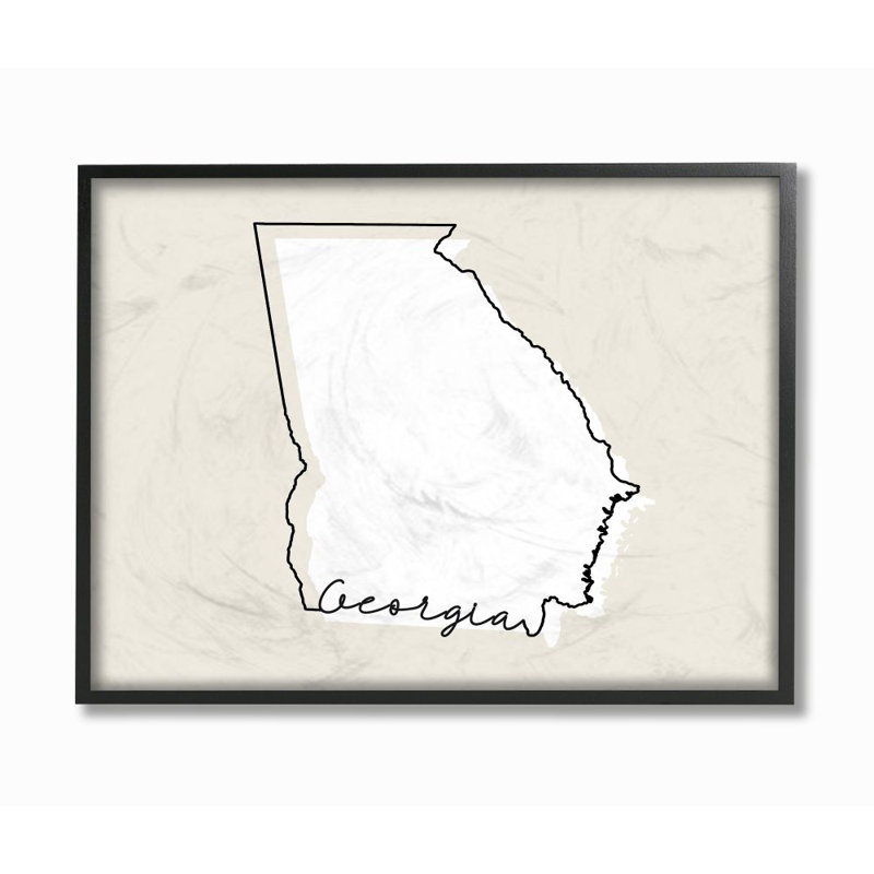 «Georgia Home State Map Neutral Design», impression sur toile, H 16 po x l 20 po x P 1,5 po, Giclée encadrée noir minuit
