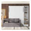 Lit escamotable double pleine grandeur avec canapé et tablettes, blanc-105026456