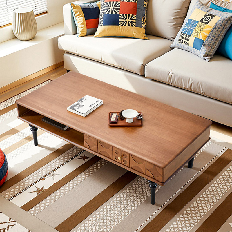 Table basse de style français avec rangement rétro, H 16,54 po x L 51,18 po x l 25,20 po