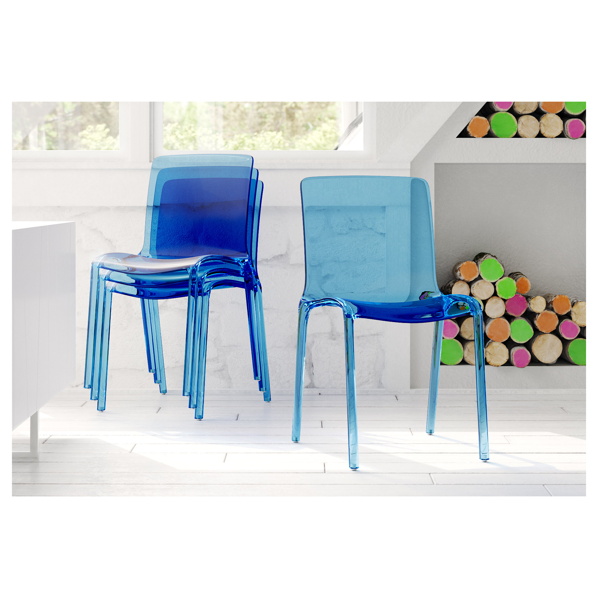 Lade Transparent Plastic Stackable Dining Chair with Waterfall Edge Seat – Lightweight Versatile Accent & Kitchen Side Chair, No Assembly Required