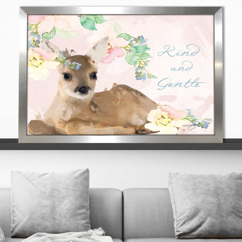 «Kind And Gentle» par By Jodi - impression, Encadrement argenté, H 27,5 po x l 39,5 po x P 0,75 po