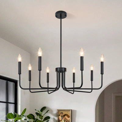 Farmhouse 8-Light Candle Chandelier For Kitchen, Living Room