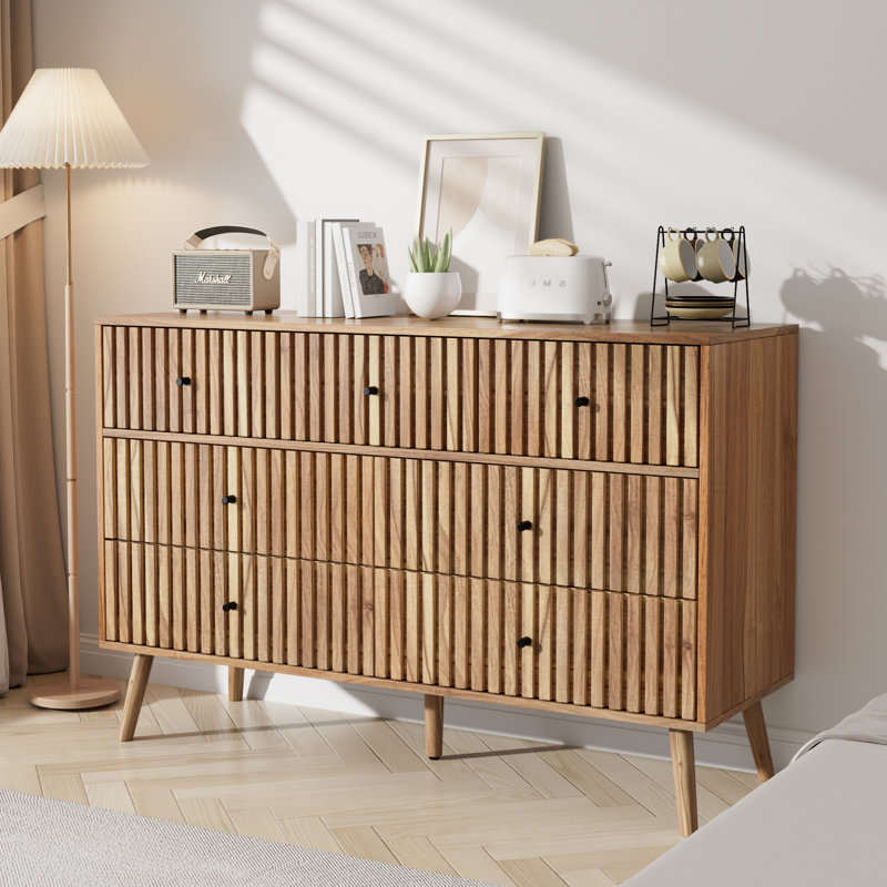 Racim 47.24'' Wide 7 Drawer Dresser, Fluted Chest of Drawers Storage for Bedroom, Wood