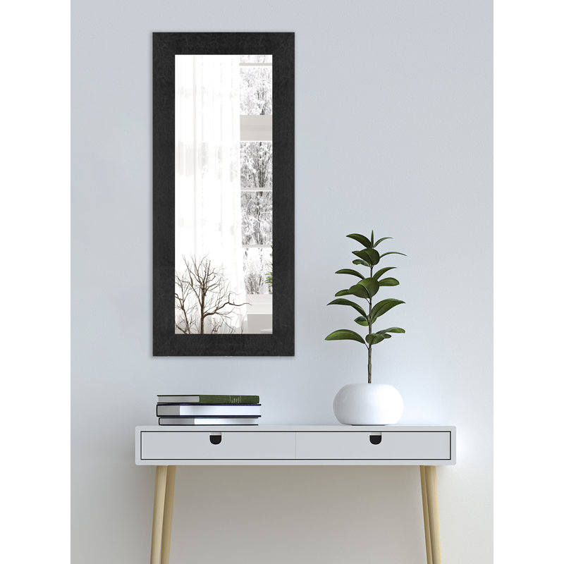 Scioli Wood Flat Wall Mirror, 40" H x 16" W, Black