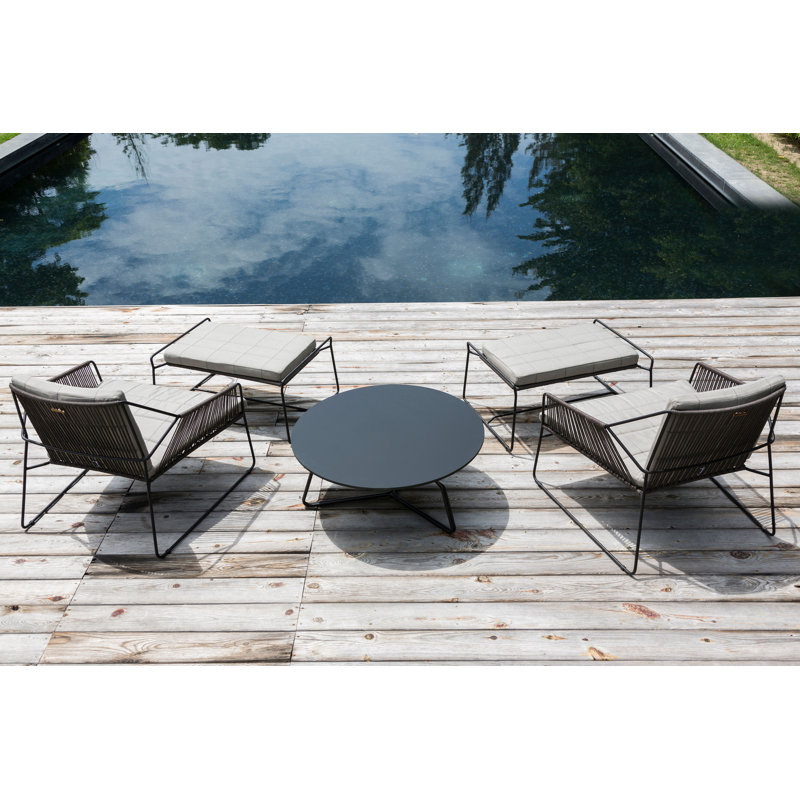 Sandur Outdoor Lounge Chair , Sunbrella® Cushions Included, Taupe Rope/Anthracite Frame, Lantern Slate