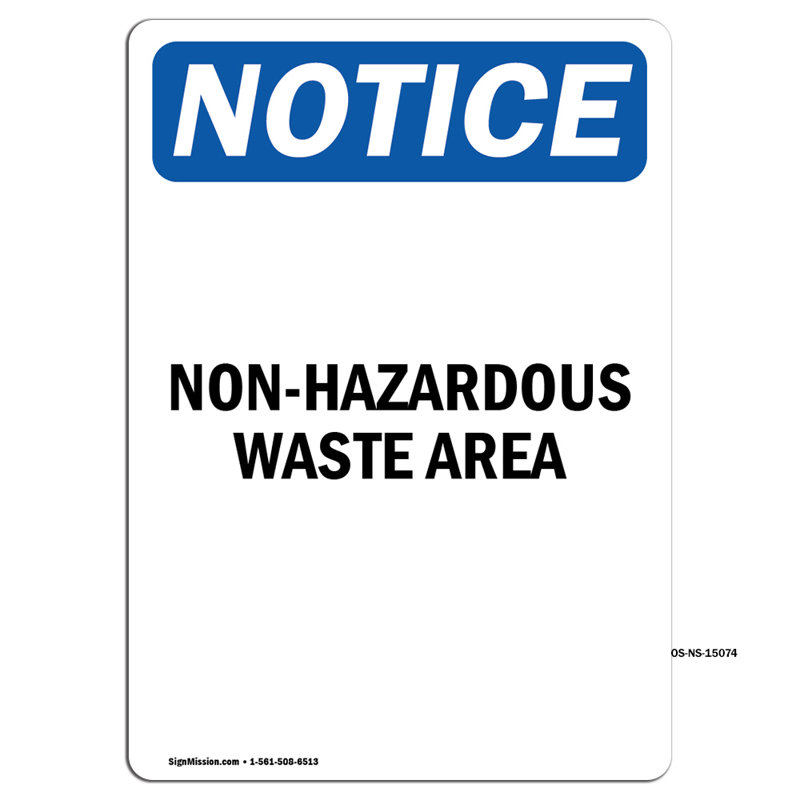 Enseigne de zone de déchets non dangereux