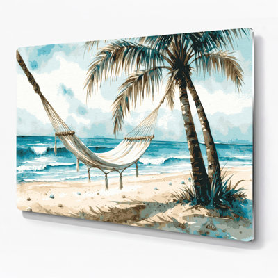 Coastal Coastal Hammock Beige Metal Wall Art