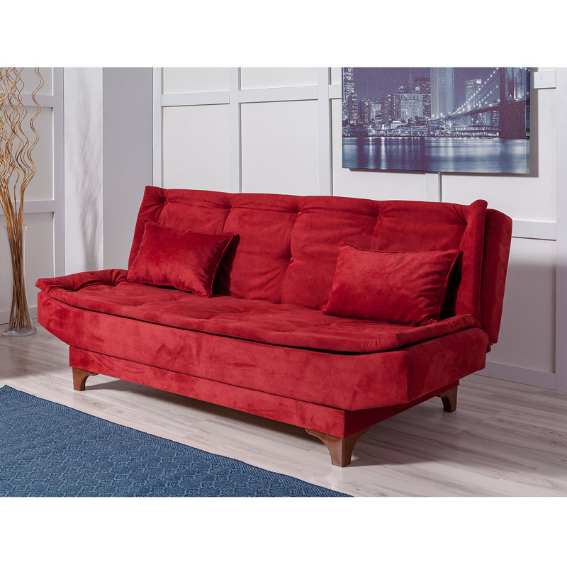 Canapé-lit rembourré 74,8 po Selp, Velours rouge Claret