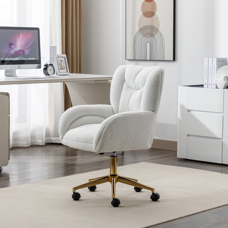 Chaise de bureau pivotante en tissu Teddy