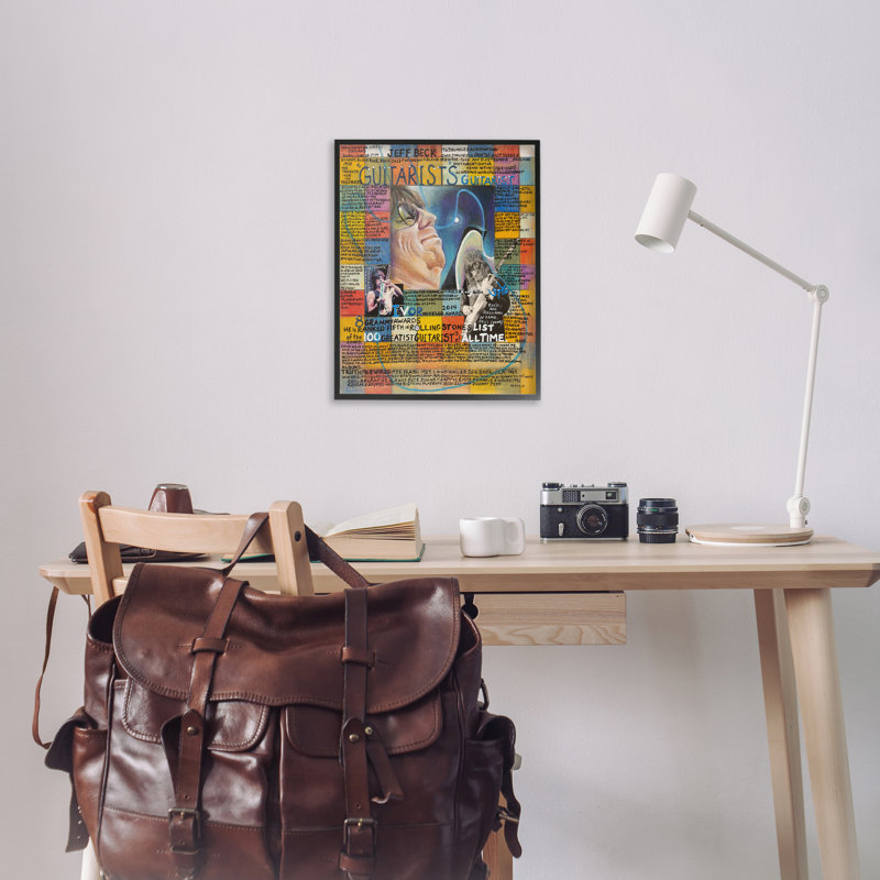 Jeff Beck, collage, estampe numérique par Sabin, H 30 po x l 24 po, Giclée encadrée noir minuit