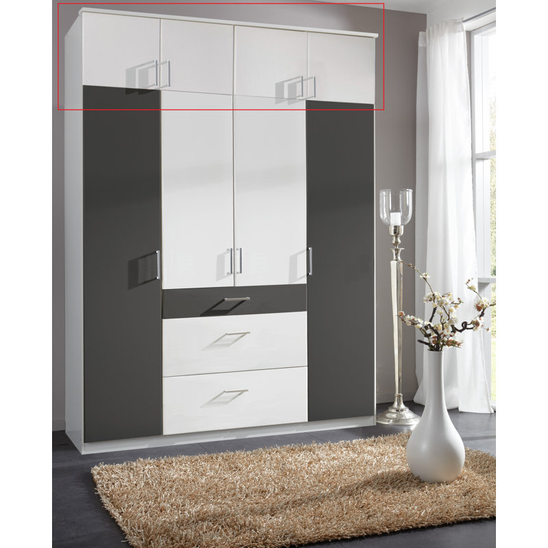 Arango 180cm Solid Wood Closet System, Alpine white, Charcoal