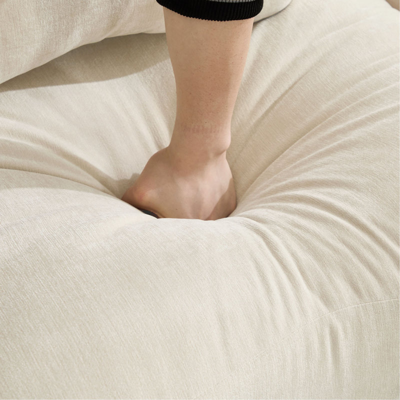 Canapé en L avec support en chenille avec coussin de taille délicate, conception ergonomique en courbe, avec repose-pieds mobile, assemblage facile pour le salon