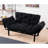 Stylish 2-Seat Sofa Bed, Black Microfiber, 61.0 x 33.5 x 27.6 inches | 100% Metal Frame, High DNS Foam Filling | Easy Clean Fabric, Max Weight Capacity: 440 lbs | Perfect for Modern Living Rooms & Guest Rooms-713767579