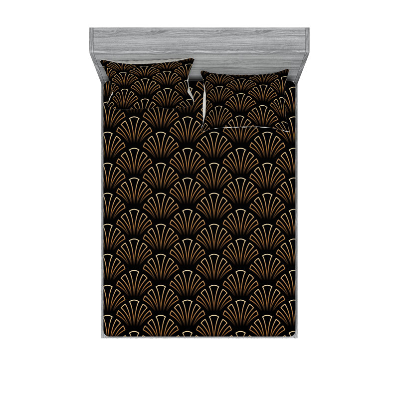 Drap-housse et taies décoratives Ambesonne, formes géométriques, brun, noir et écru