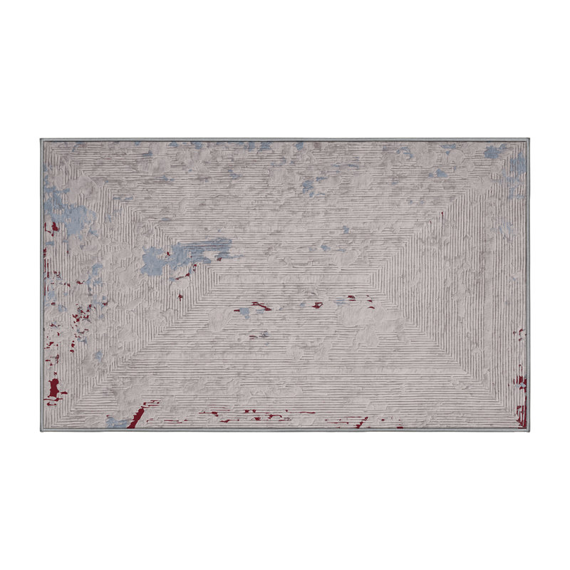 Machine Washable Gray Area Rug, Rectangle 7' x 9'