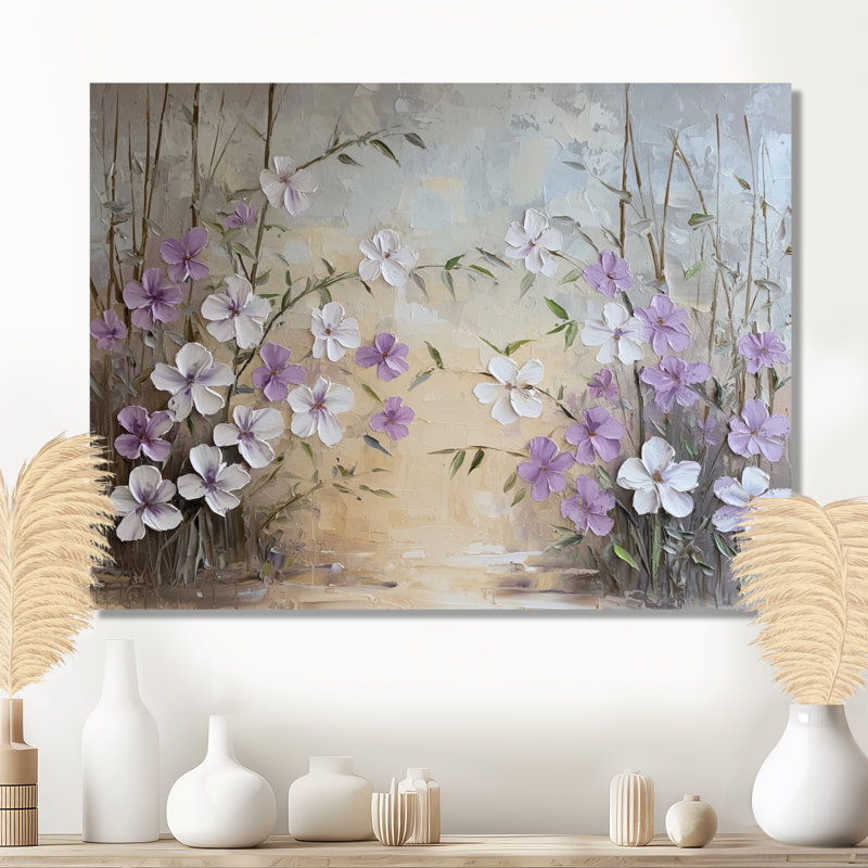 Minimalist Lavender Horizon - Lavande, art mural, Toile tendue sur cadre, H 16 po x l 32 po, Ne s’applique pas