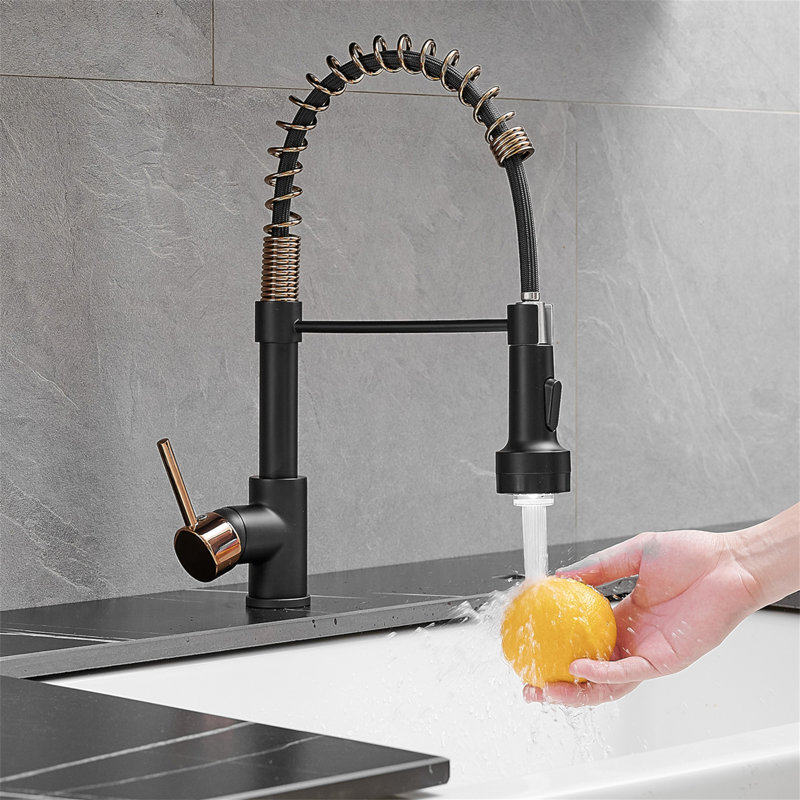 Robinet de cuisine DEL commercial avec douchette rétractable, robinet d'évier de cuisine à poignée simple