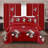 9-Piece Modern Red & Black Geometric Complete Bed in a Bag: Water Repellent Quilted Bedspread, 2 Shams, and 6-Panel Light Filtering Grommet Curtains - Transitional Coverlet Set-121273315-129499540