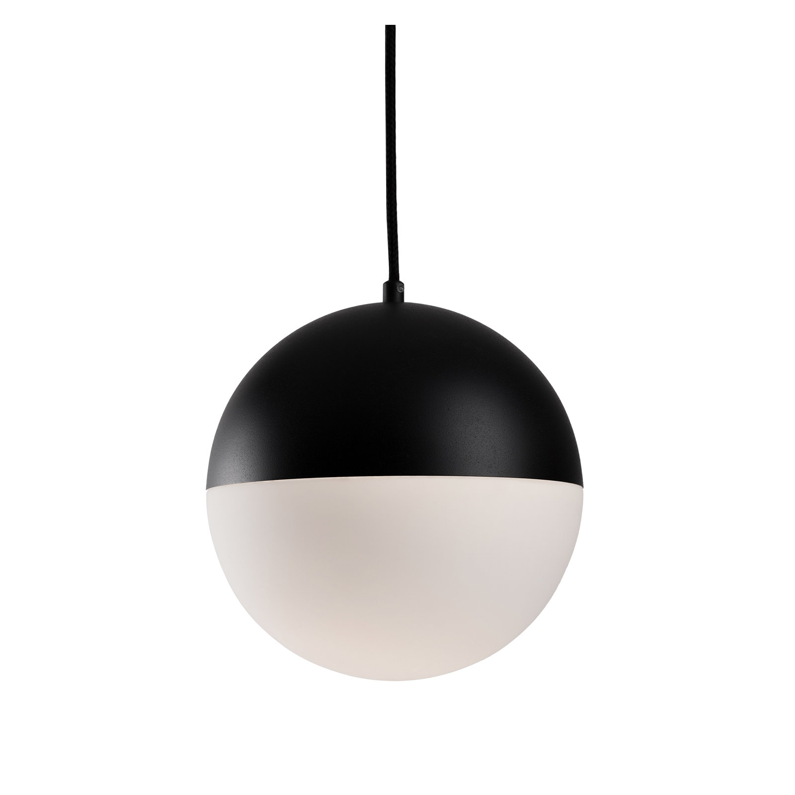 Monae Single Light Glass Dimmable LED Pendant, 9.88" H x 9.88" W x 9.88" D, Black Metal