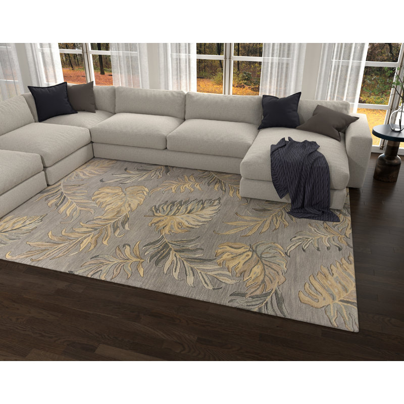 Tapis gris en laine touffeté à la main Vredenburgh Ocean, Rectangle 3 pi 3 po x 5 pi 3 po