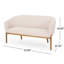 Tissu beige de style Mid-Century moderne, coutures en canal, pieds en bois d'hévéa brun, point d'assemblage requis, pieds inclus