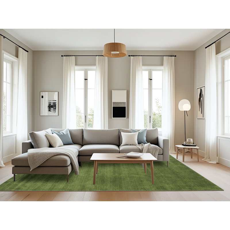 Tapis de zone vert contemporaine, Rectangle 8 pi x 10 pi
