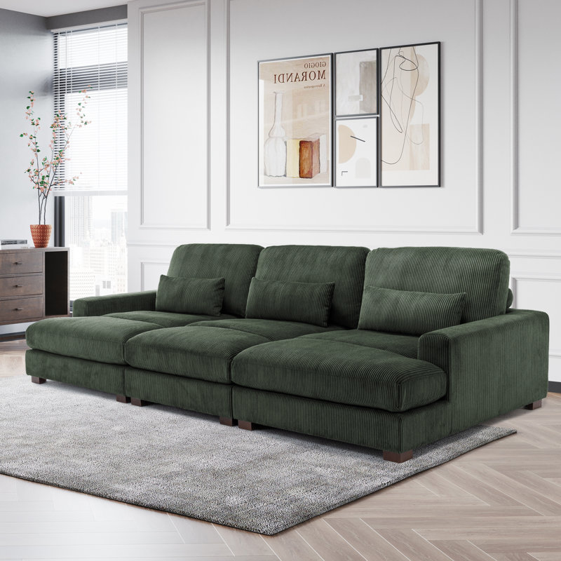 Canapé modulaire en velours côtelé 127,6 po, Vert