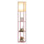 Floor Lamp with 3 Layers Wooden Shelves, Modern 160cm Standing Light Reading Lamp for Living Room-1095237148