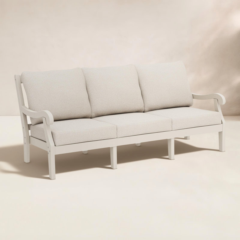 POLYWOOD x Birch Lane Verlyn Deep Seating Sofa, Dune Burlap Cushion/Sand Frame