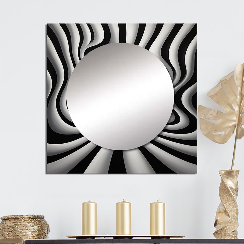 Gerad - miroir mural carré abstrait pour salle de bain, 23 po x 23 po