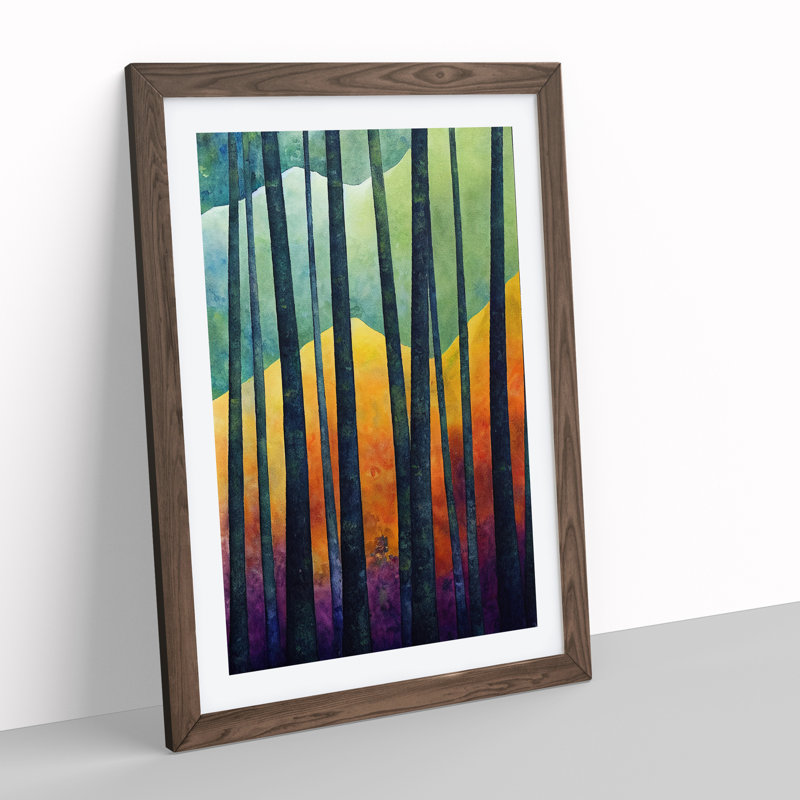 Forest No.4 - Single Picture Frame Painting, 46cm H x 34cm W x 2cm D, Walnut Framed