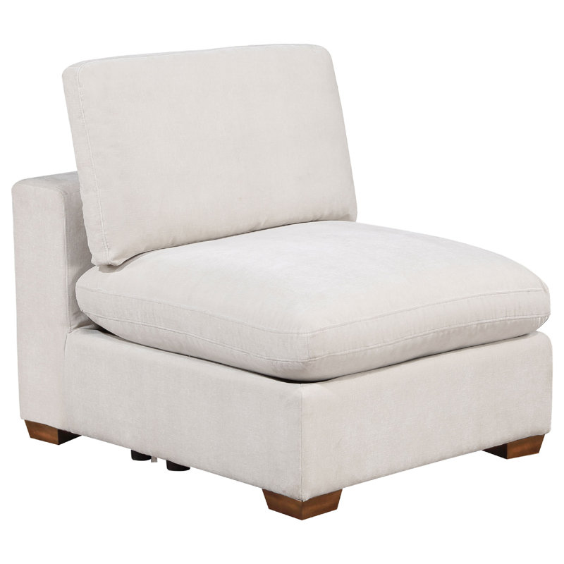 Canapé modulaire 6 pièces avec repose-pieds Lahe, 3 coussins Lahe, Tissu ivoire