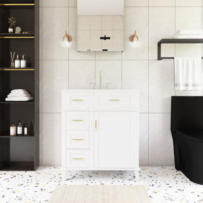 Meuble-lavabo autoportant 30 po avec comptoir en céramique