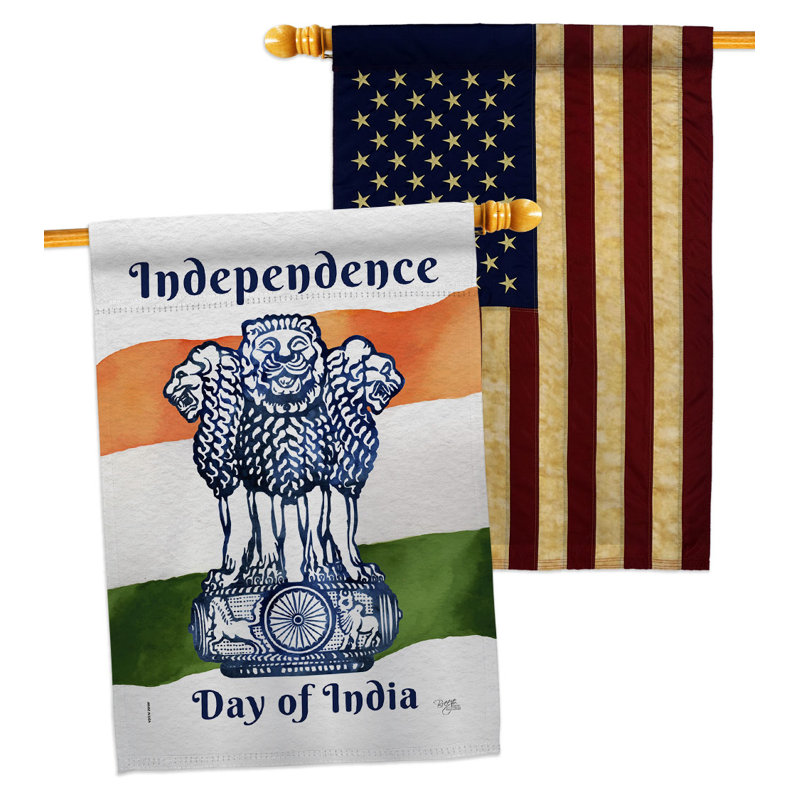 Drapeau de maison indien en polyester 2 côtés 3 pi 3 po x 2 pi 3 po