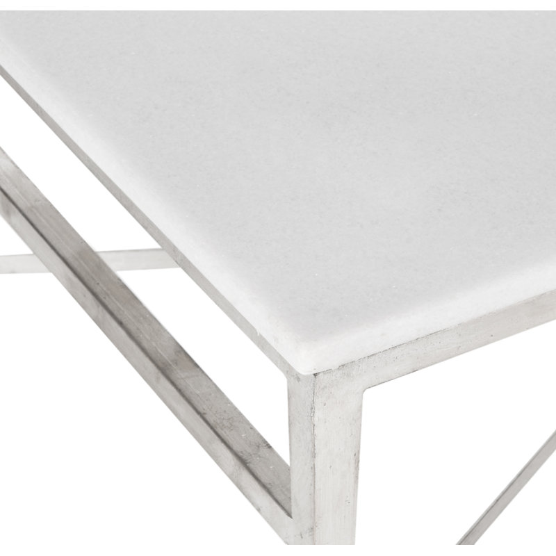 Table basse Wareham, Argenté / blanc