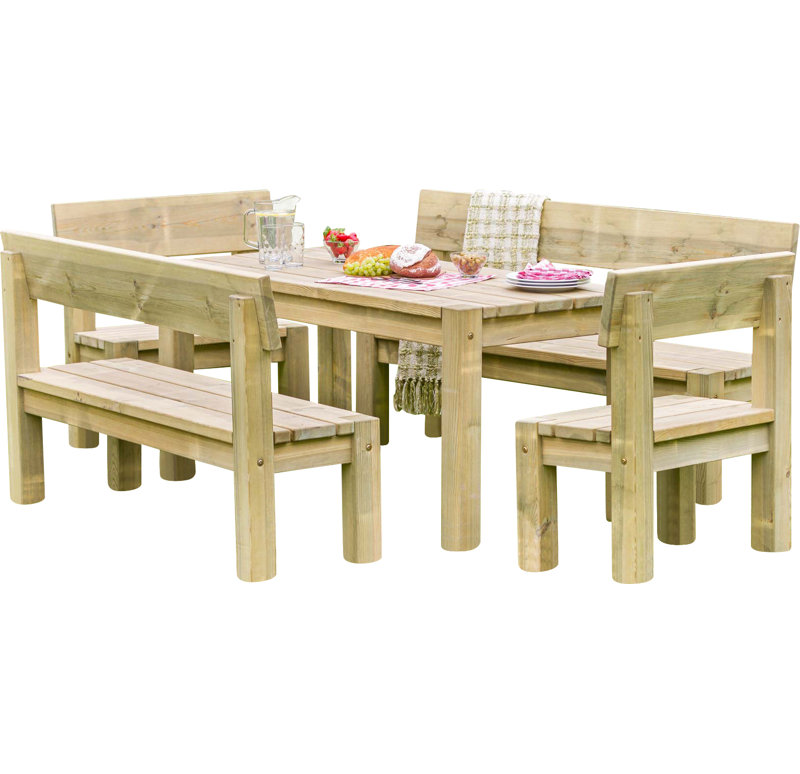 Philippa 8 - Person Wood Patio Dining Set with Rectangular Table