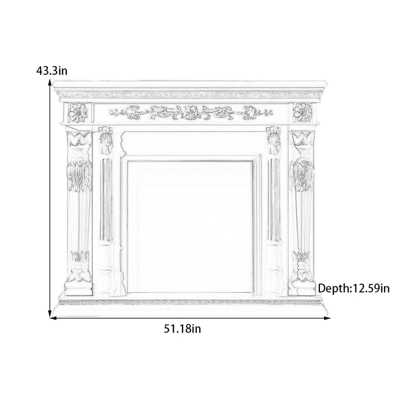 Foyer moderne moderne sculpté, Blanc, H 43,3 po x l 51,18 po x P 12,59 po