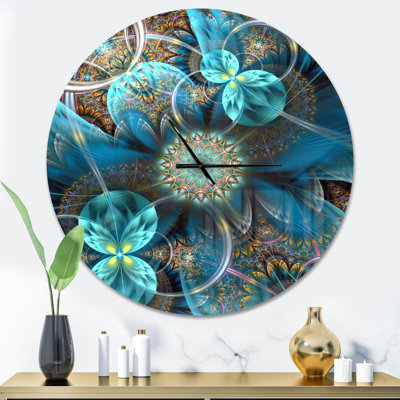 Horloge florale en métal Fractal