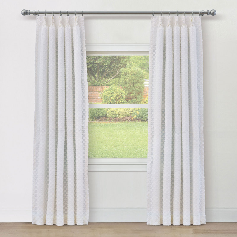 Lilla Cotton Blend Room Darkening Curtain, White, 20" W x 108" L